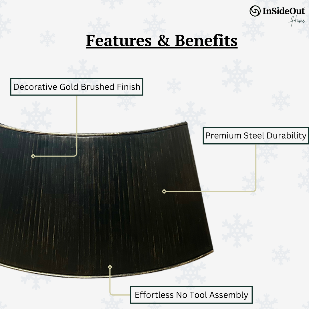 27" Black Christmas Tree Skirt - Metal Tree Collars
