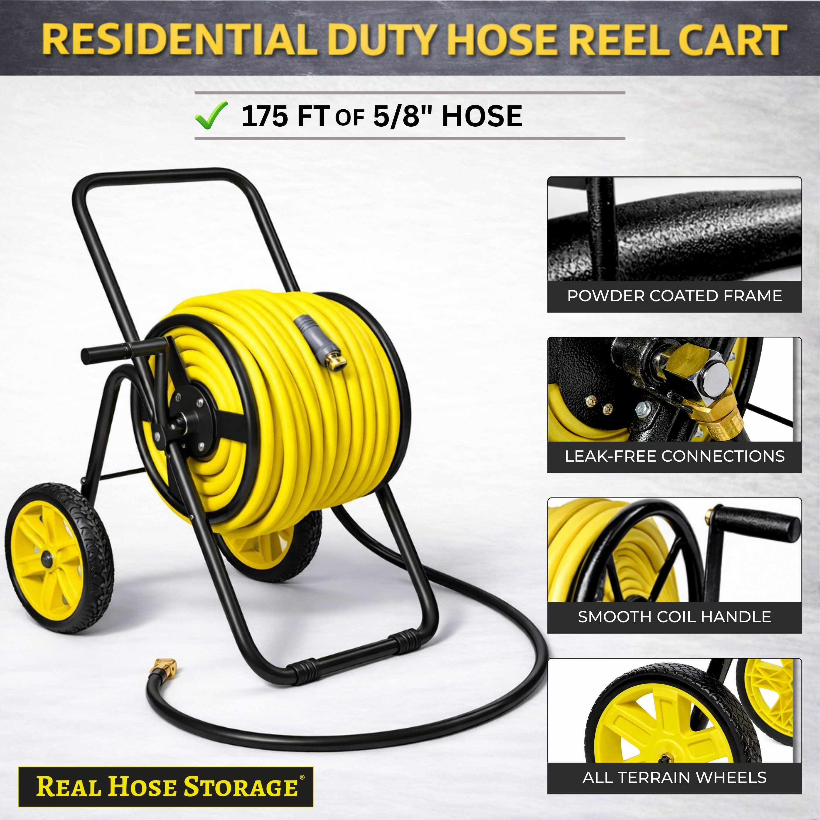 175ft metal hose reel cart for residential gardening use