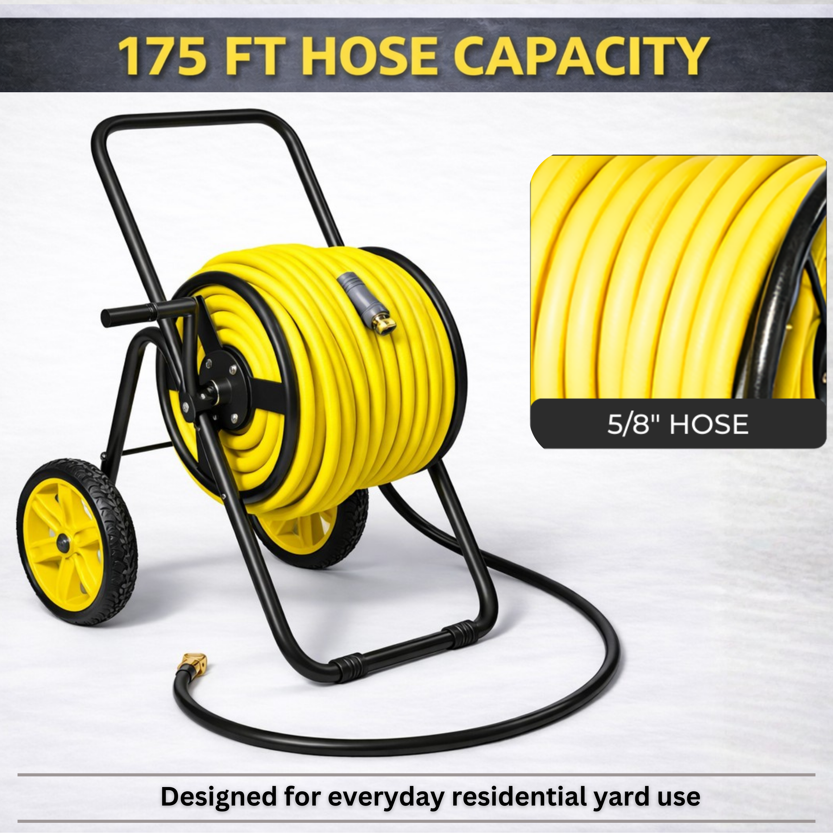 175ft metal hose reel cart for residential gardening use