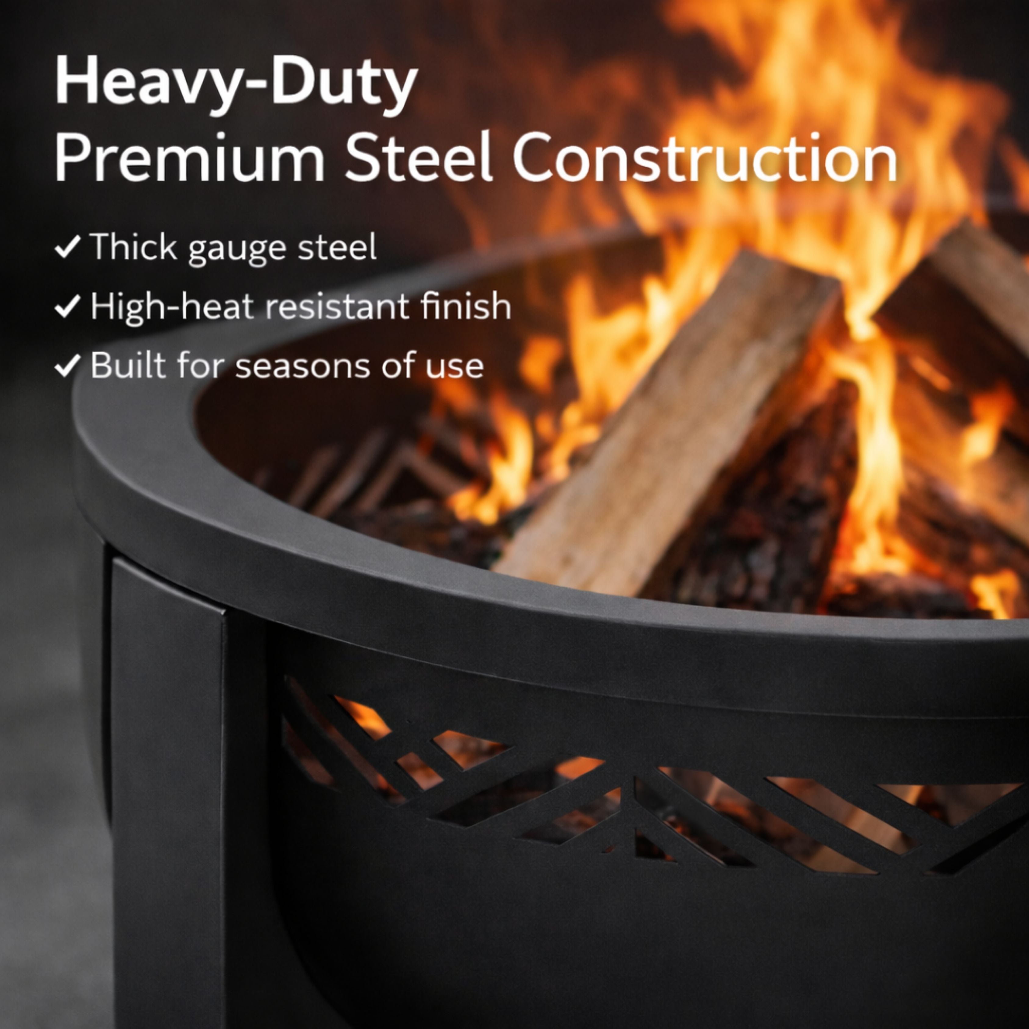 backyard wood burning fire pit with tabletop lid