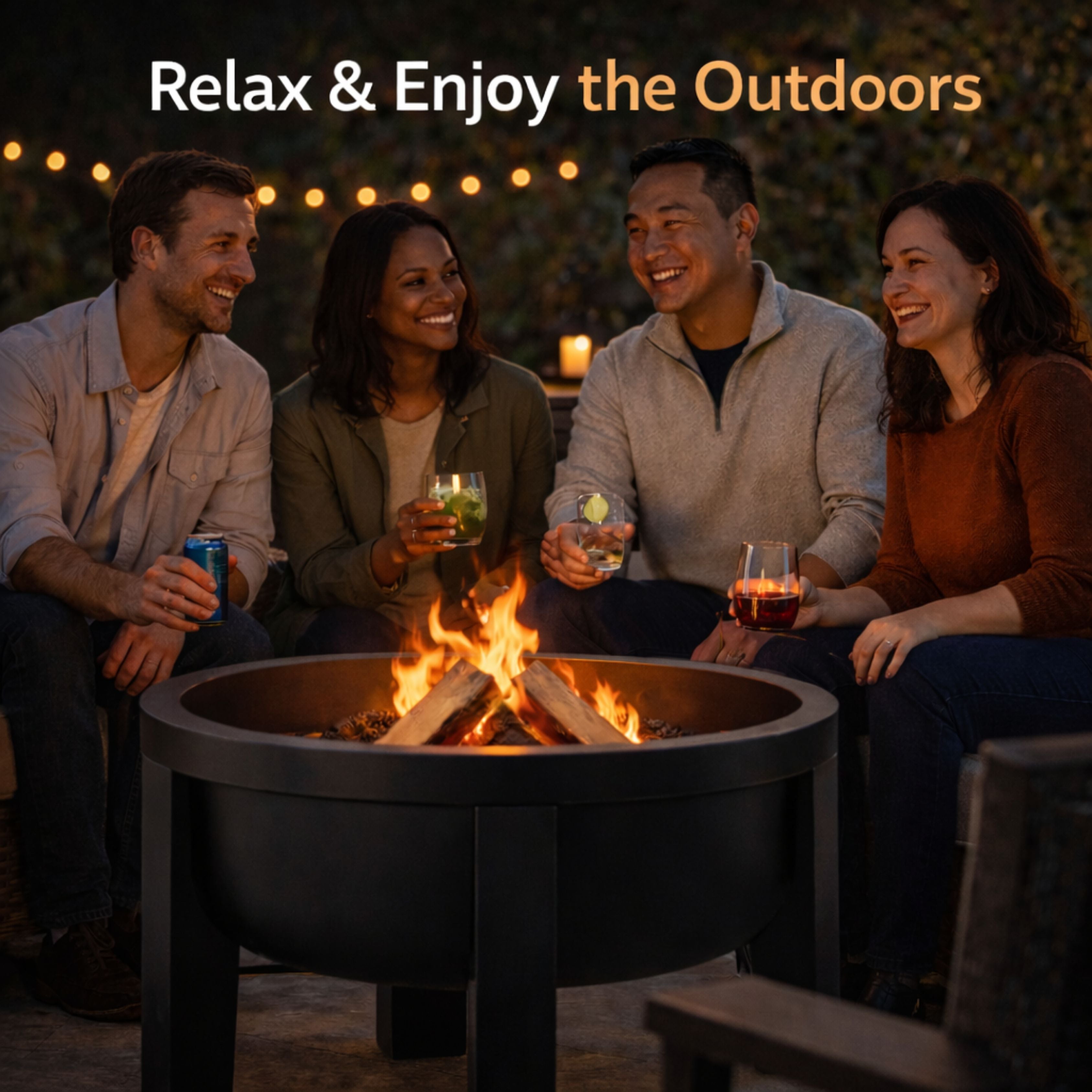 backyard wood burning fire pit with tabletop lid