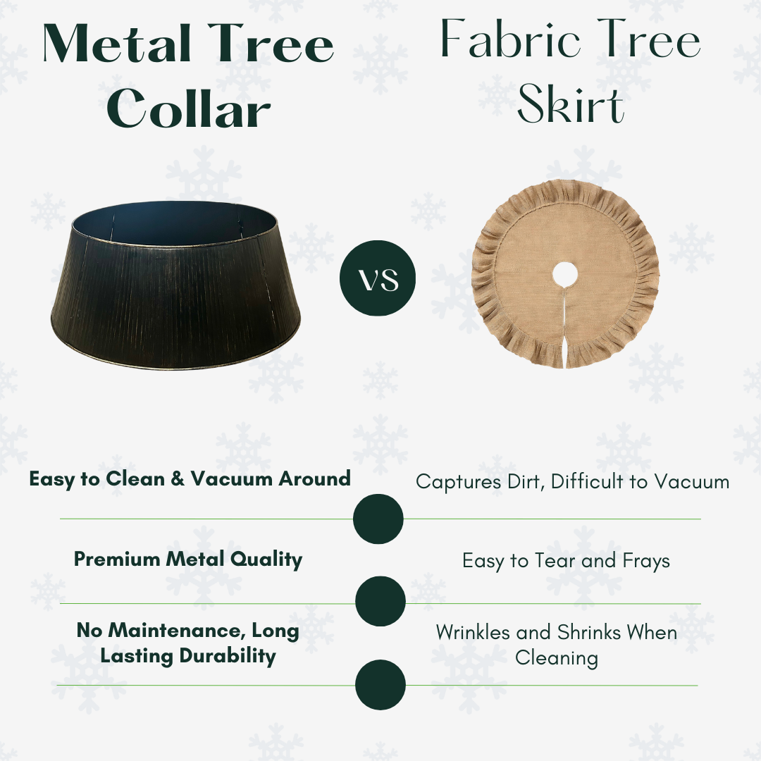 27" Black Christmas Tree Skirt - Metal Tree Collars