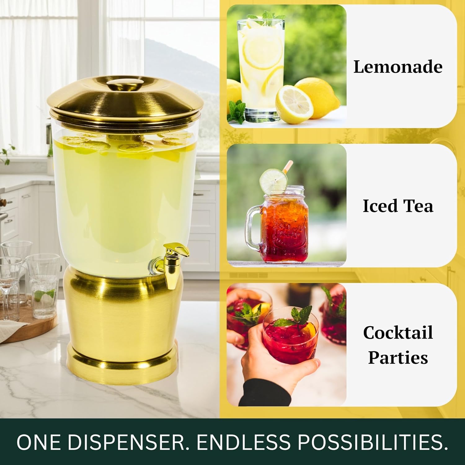 Stainless Steel Beverage Dispenser - Gold