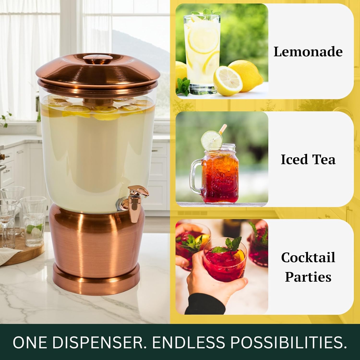 Stainless Steel Beverage Dispenser - Rose Gold