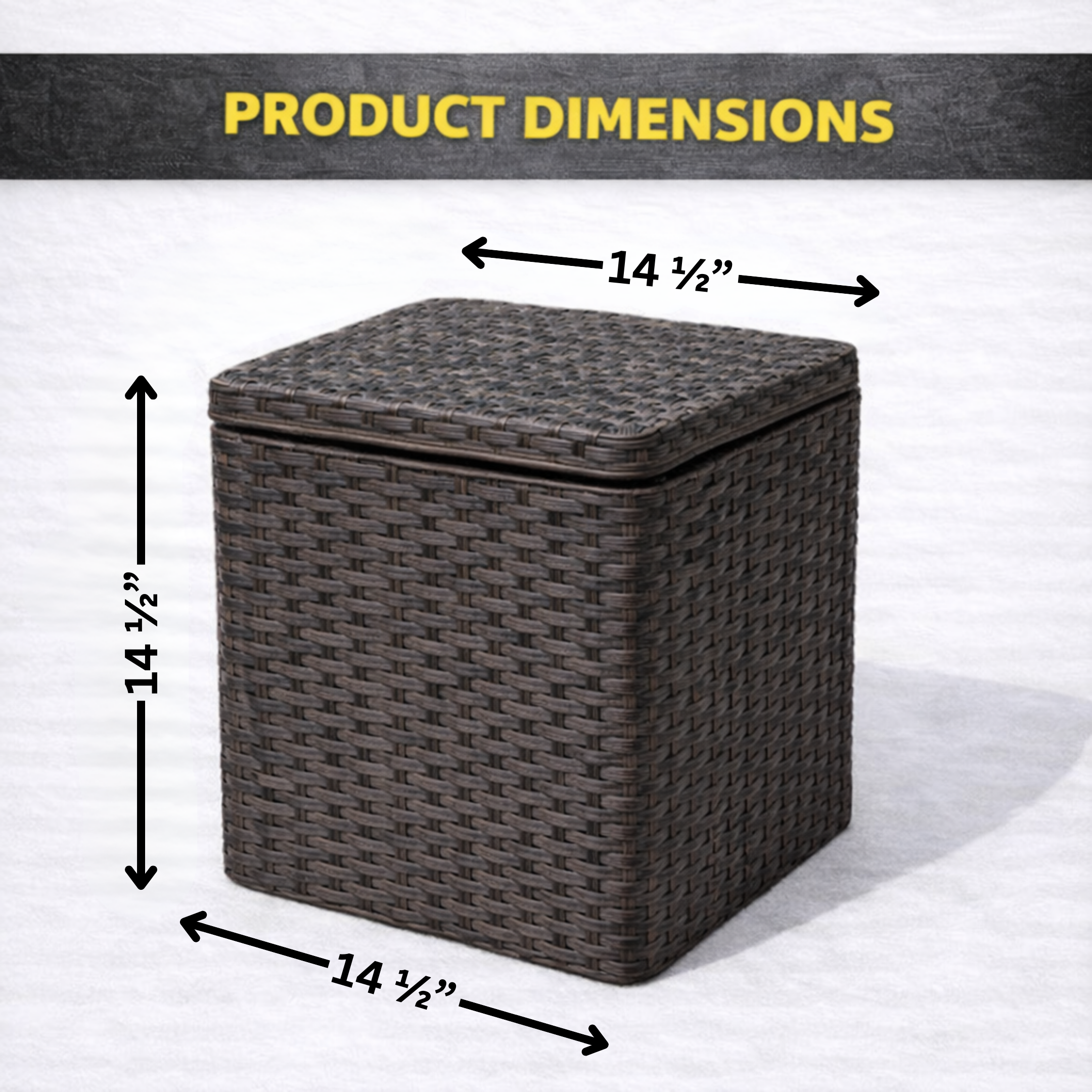 Hose storage cubby box holding lightweight garden hose with up to 200 ft capacity