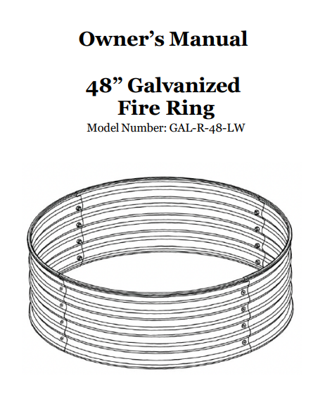 (GAL-R-48-LW) 48" Galvanized Fire Pit Ring (light weight)