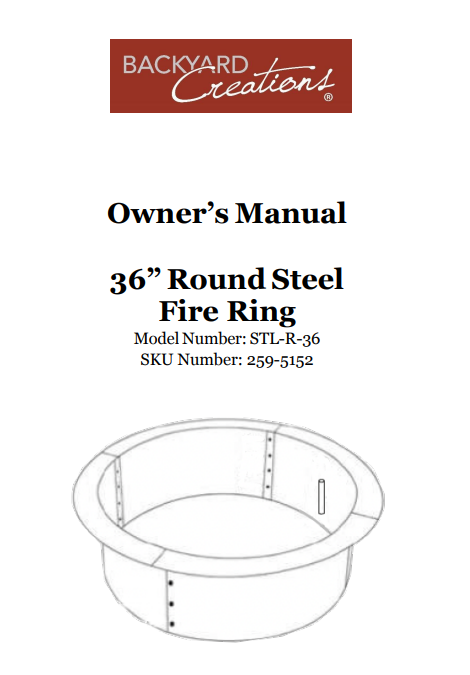 (STL-R-36) 36" Steel Fire Ring - Round Replacement Parts