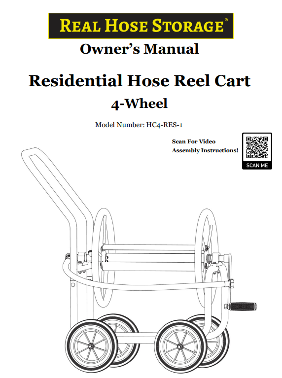 (HC4-RES-1) Residential 4-Wheek Hose Cart 250' Capacity Replacement Parts