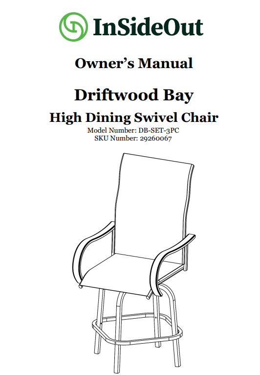 (DB-HDD-CH2) Driftwood Bay High Dinning Chair Replacement Parts