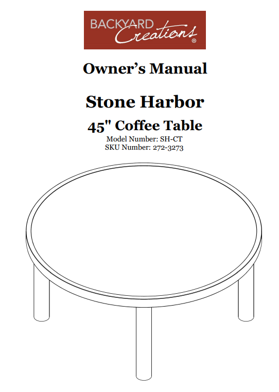 (SH-CT) Stone Harbor 45" Coffee Table Replacement Parts