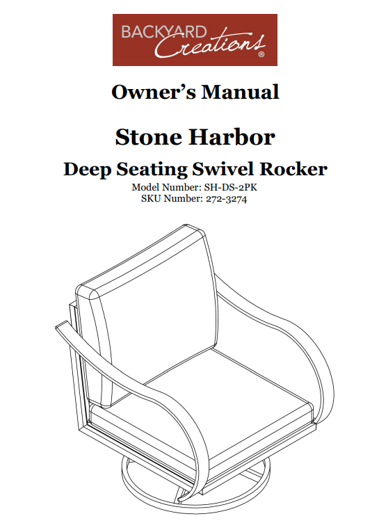 (SH-DS) Stone Harbor Deep Seating Swivel Rocker Replacement Parts