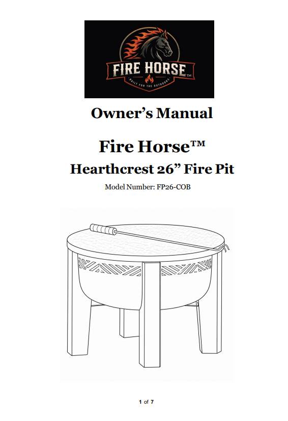 (FP26-COB) Fire Horse Hearthcrest 26" Fire Pit Replacement parts