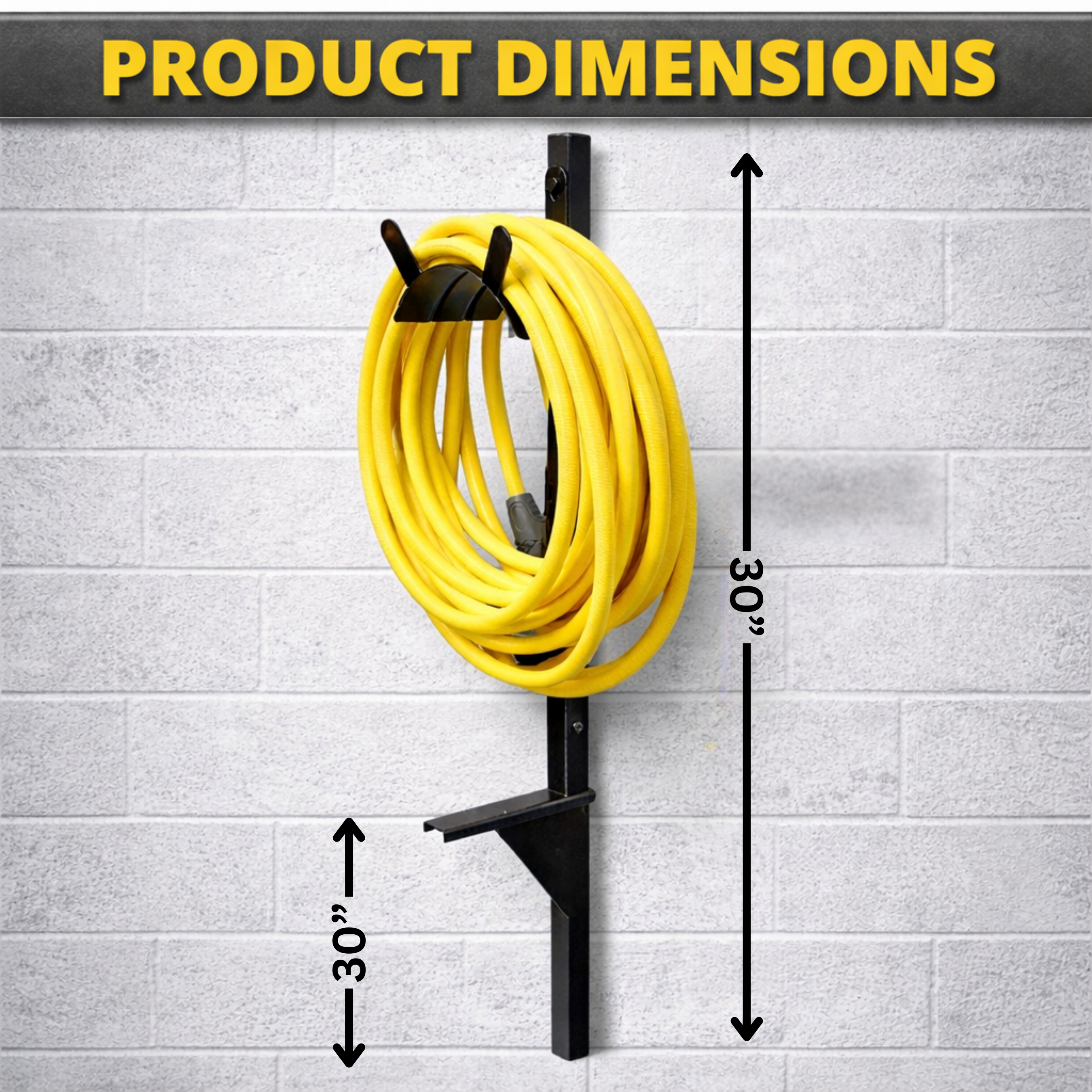 Garden hose hanger made of steel with post supporting up to 125 ft hose length