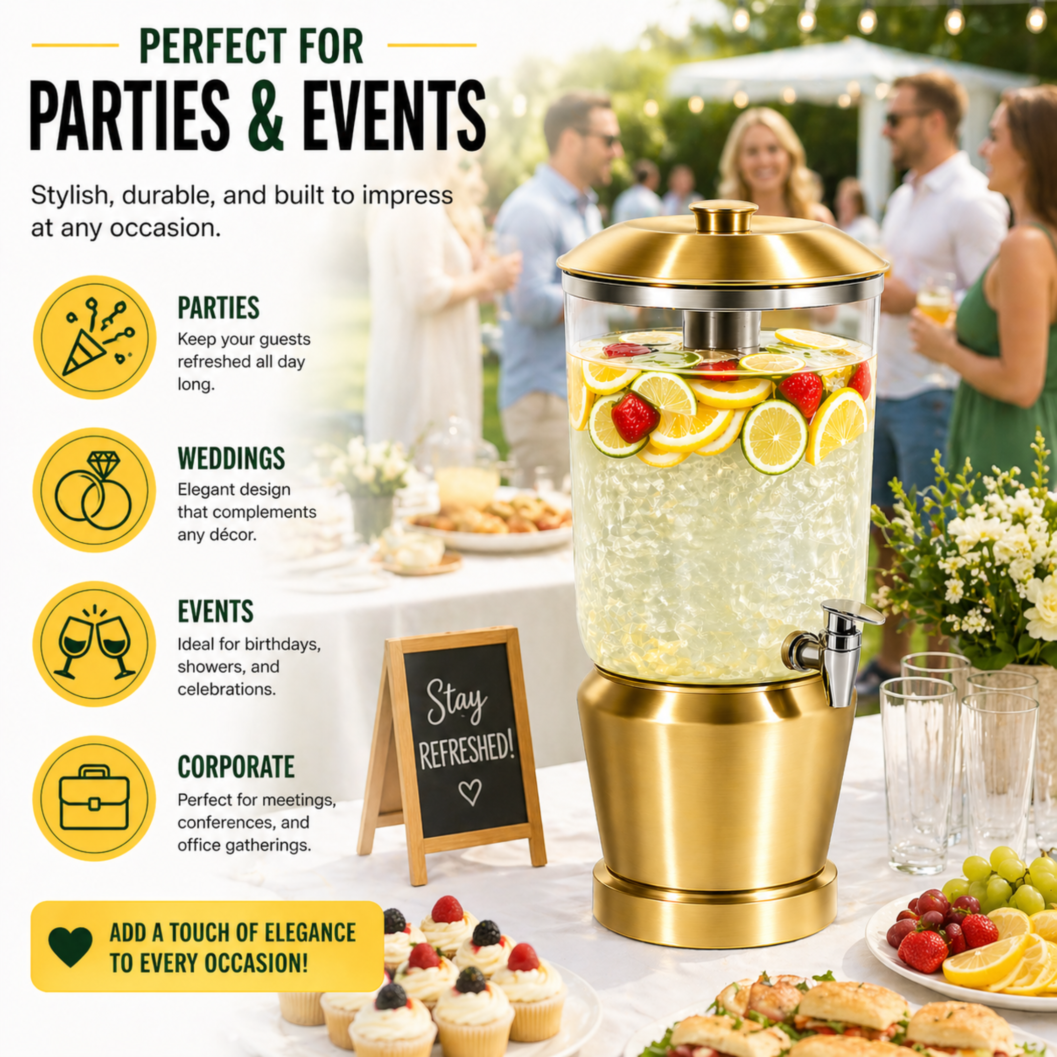 Beverage dispenser for backyard parties and lemonade stand