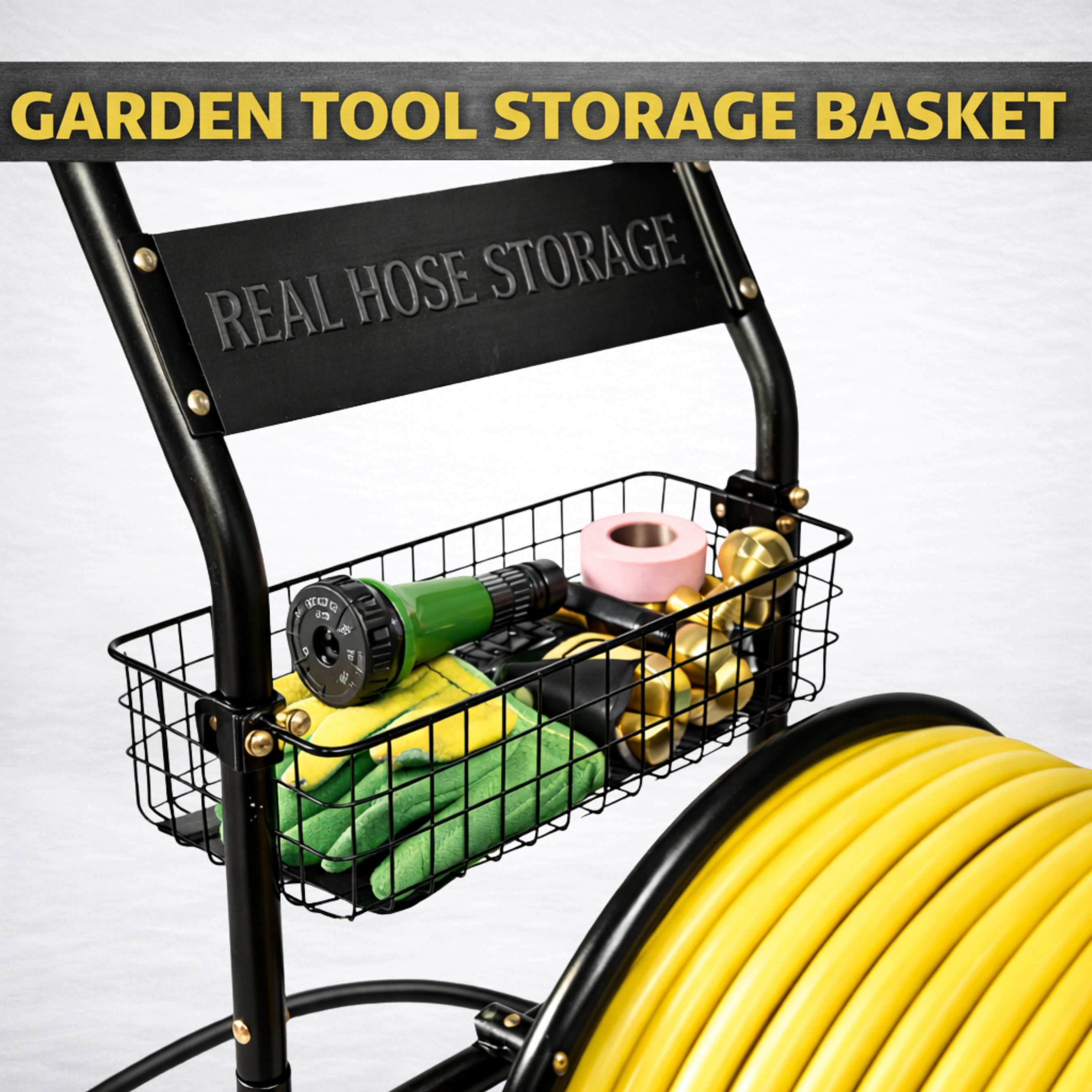 Heavy-duty rolling hose reel cart designed for industrial and commercial watering applications