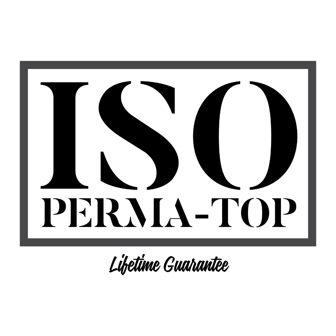 ISO PERMA-TOP logo with a lifetime guarantee on a white background
