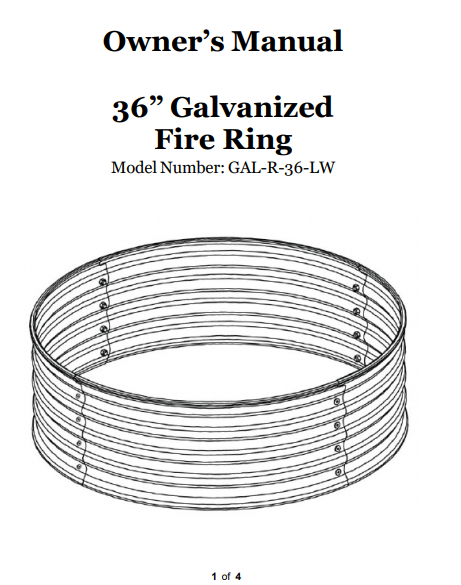 (GAL-R-36-LW) 36" Galvanized Fire Pit Ring