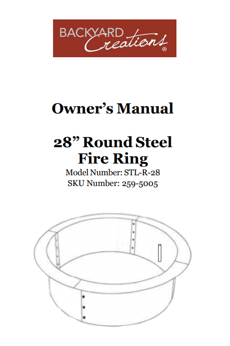 (STL-R-28) 28" Steel Fire Ring - Round Replacement Parts