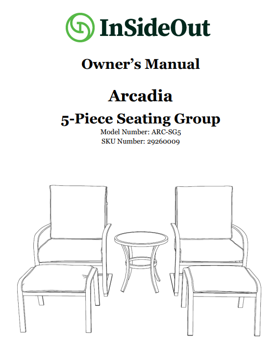 (ARC-SG5) Arcadia 5pc Seating Group Replacement Parts