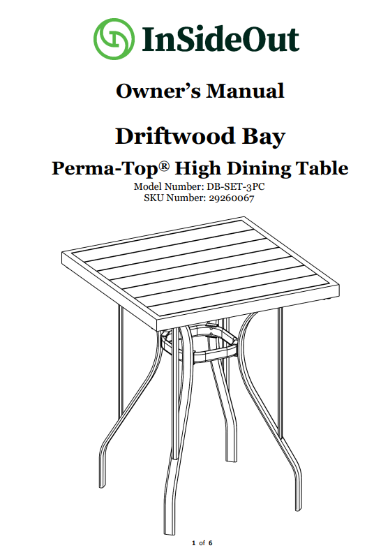 (DB-HD-TBL) Driftwood Bay 29" High Dinning Table