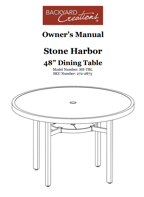 (SH-TBL) Stone Harbor 48" Dinning Table Replacement Parts