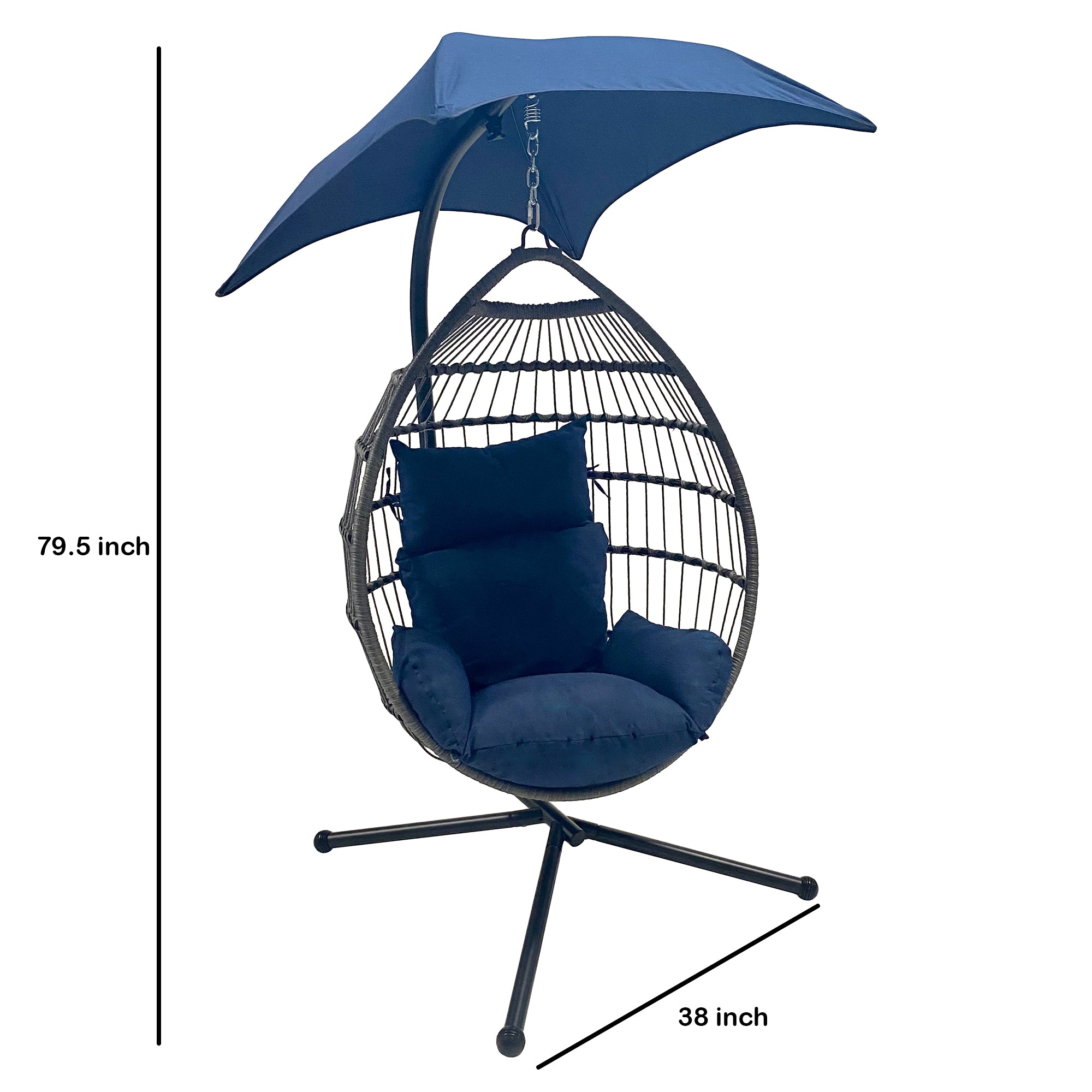 Indoor / Outdoor Hanging Egg Chair with Stand and Removable Canopy